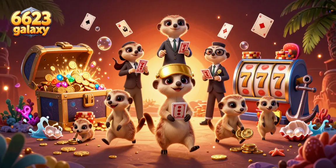 Join the excitement of 6623 galaxy with bustling meerkats running a vibrant casino in a dynamic underwater scene.