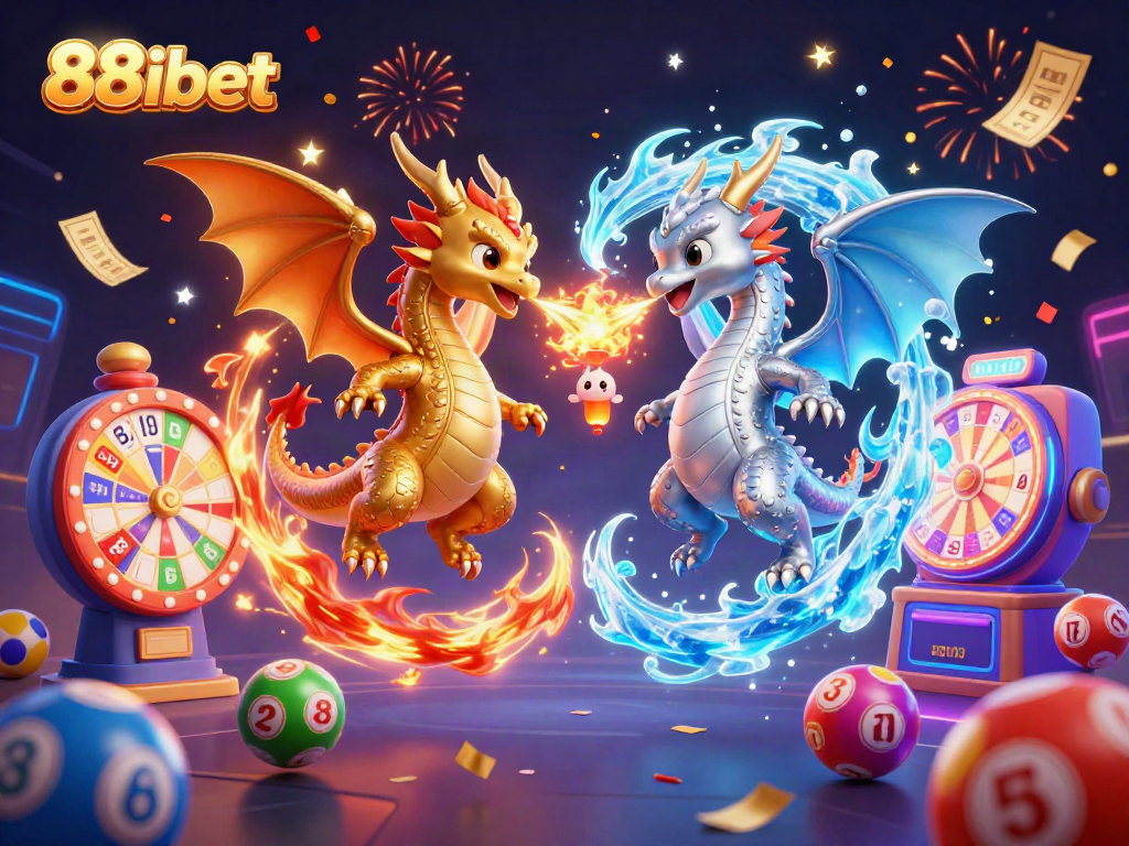 Experience the thrilling atmosphere of 88ibet with dynamic dragons and vibrant casino elements.