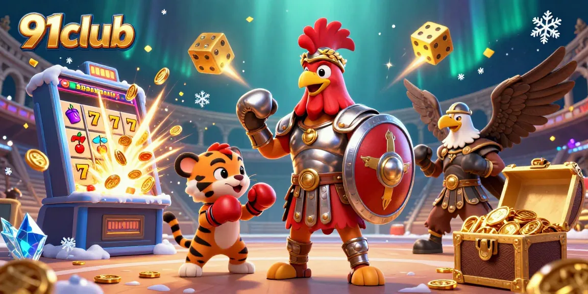 Experience the exhilarating world of 91club casino with a vibrant and dynamic illustration of gaming excitement.