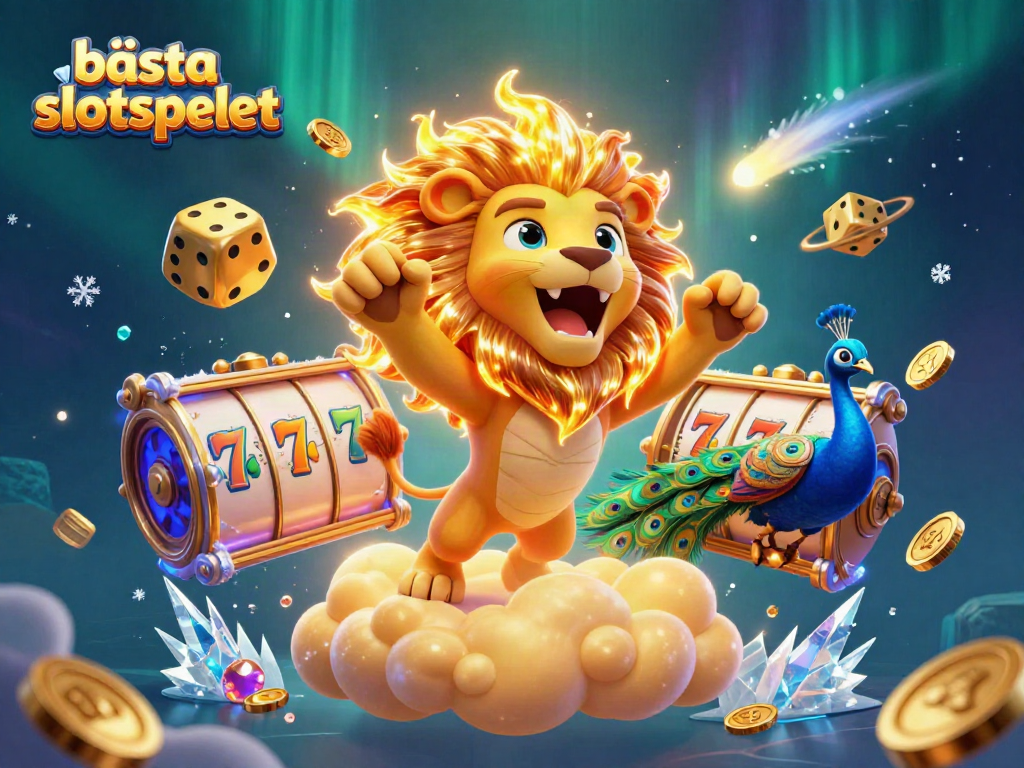 Spela bästa slotspelet med en lejonkaraktär som symboliserar vinst och framgång i casinovärlden.