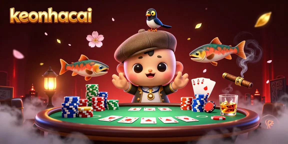 Bet strategize with keonhacai while enjoying a vibrant 3D casino-themed illustration.