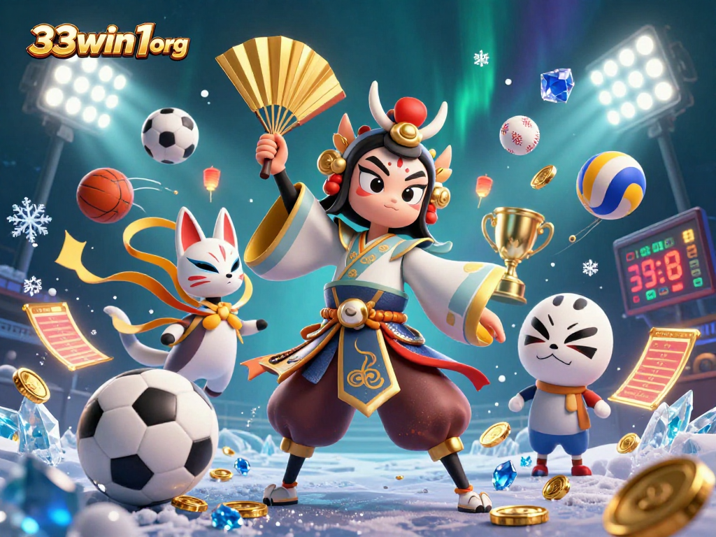 Engage with exciting gameplay at 33win1 org, showcasing vibrant 3D casino elements with dynamic sports betting.