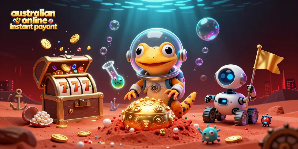 Experience the thrill of australian online casino instant payout with this vibrant 3D illustration of a space adventure.