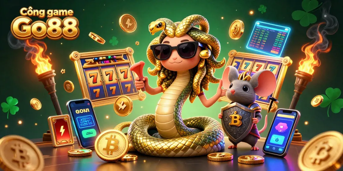 Cổng game Go88 unveils an exciting slot experience with vibrant 3D characters and casino elements.