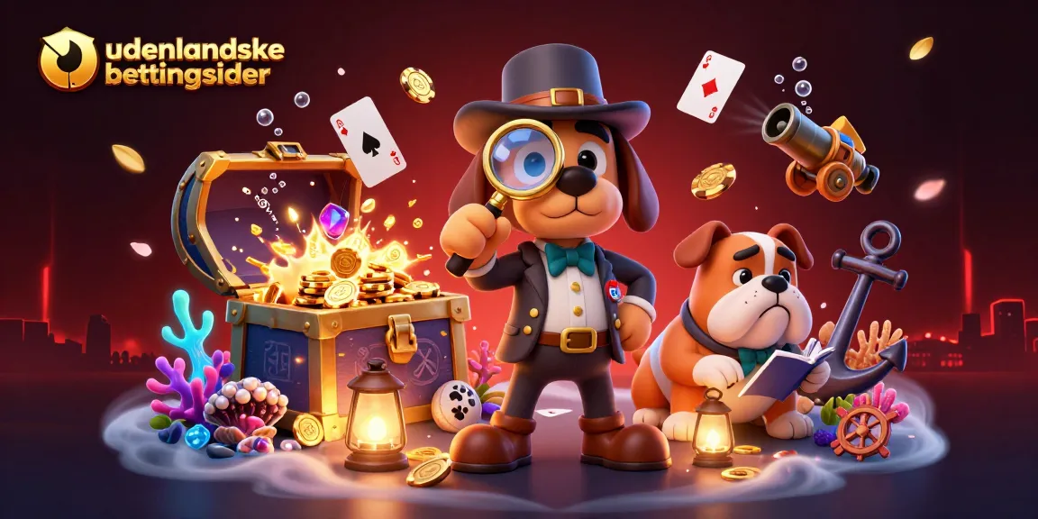 Discover the best udenlandske betting sider with a detective exploring poker clues in an imaginative scene.