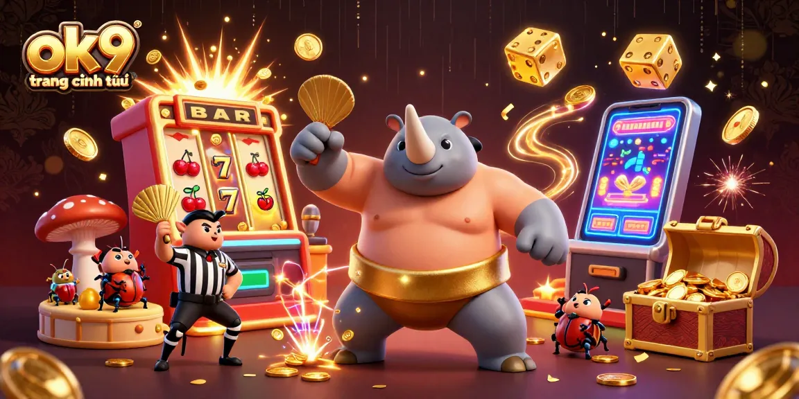 Experience excitement with ok9 trang chính thức as the sumo beetle champion wins coins in a thrilling 3D casino scene.