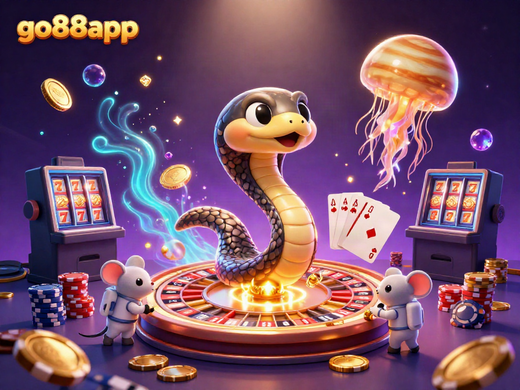 Experience the excitement of go88app as astronaut mice place bets on a cosmic roulette wheel.